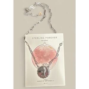 Sterling Forever Bold CZ Zodiac Link Pendant Necklace Virgo (Aug 23 - Sept 22)